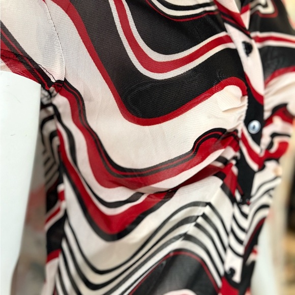 Vintage Janette Black and White Short Sleeve Fitted Button Down - Picture 3 of 7